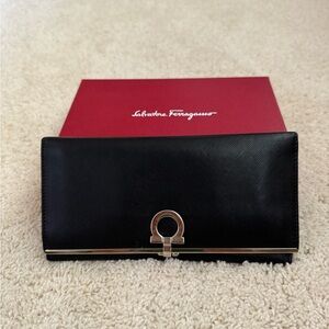 Salvatore Ferragamo Vintage Gancini Black Wallet